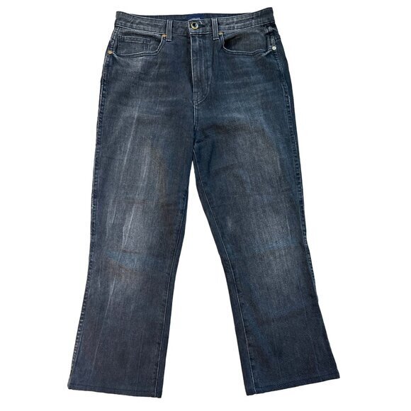 KHAITE Womens Benny Crop Flare Black High-Rise Jeans Denim Size 29‎
